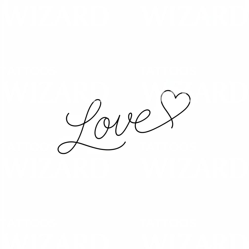 Cursive Love Heart Tattoo Design