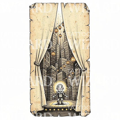 Curtain City Stage Tattoo Illustration