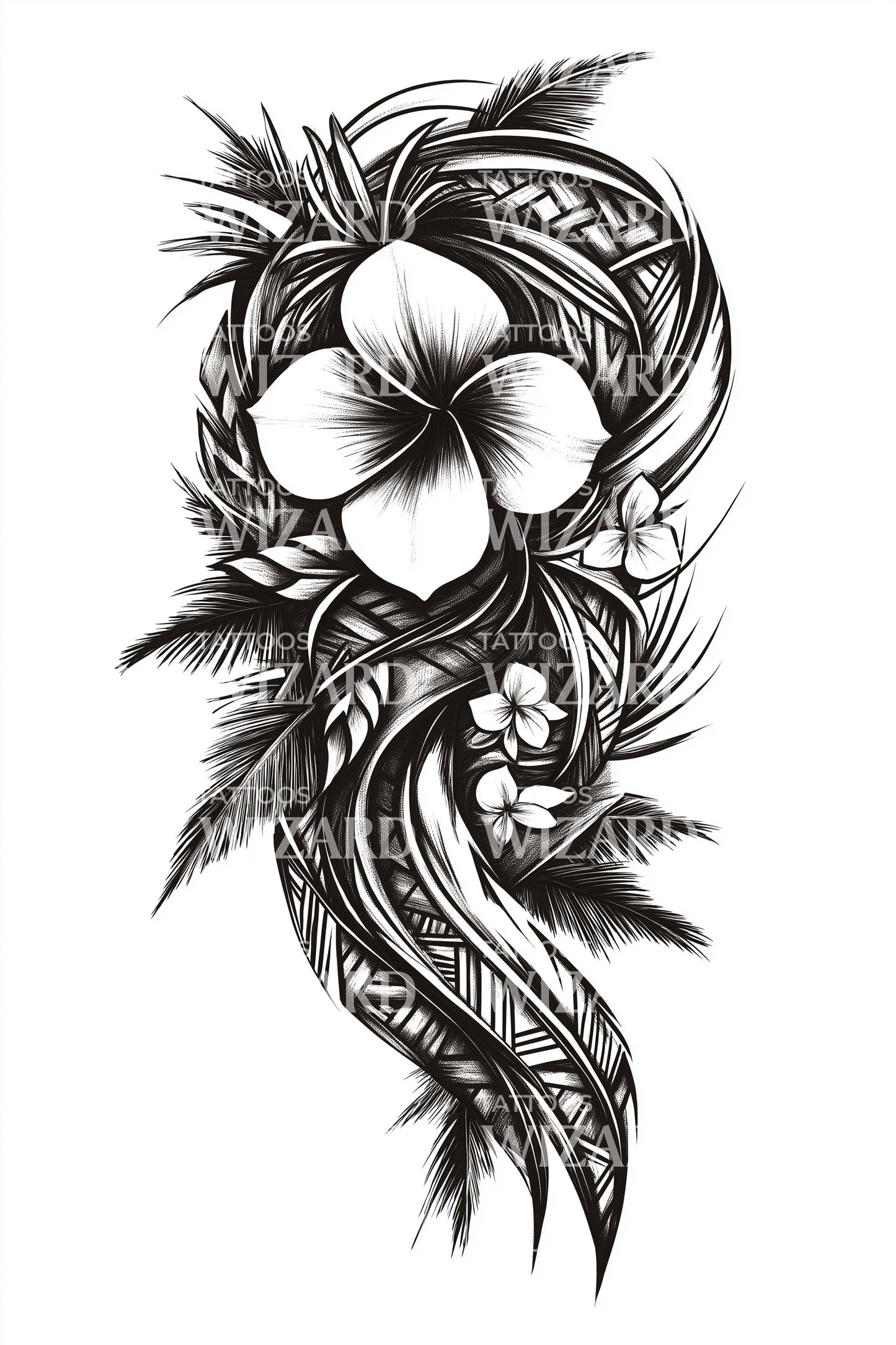 Curved Plumeria Stream Tattoo Idea