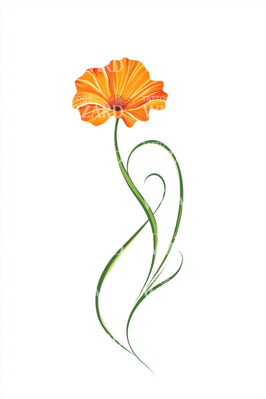 Curved Poppy Grace Tattoo Design