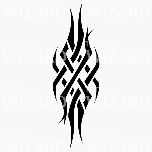 Curved Tribal Flame Pattern Tattoo Design