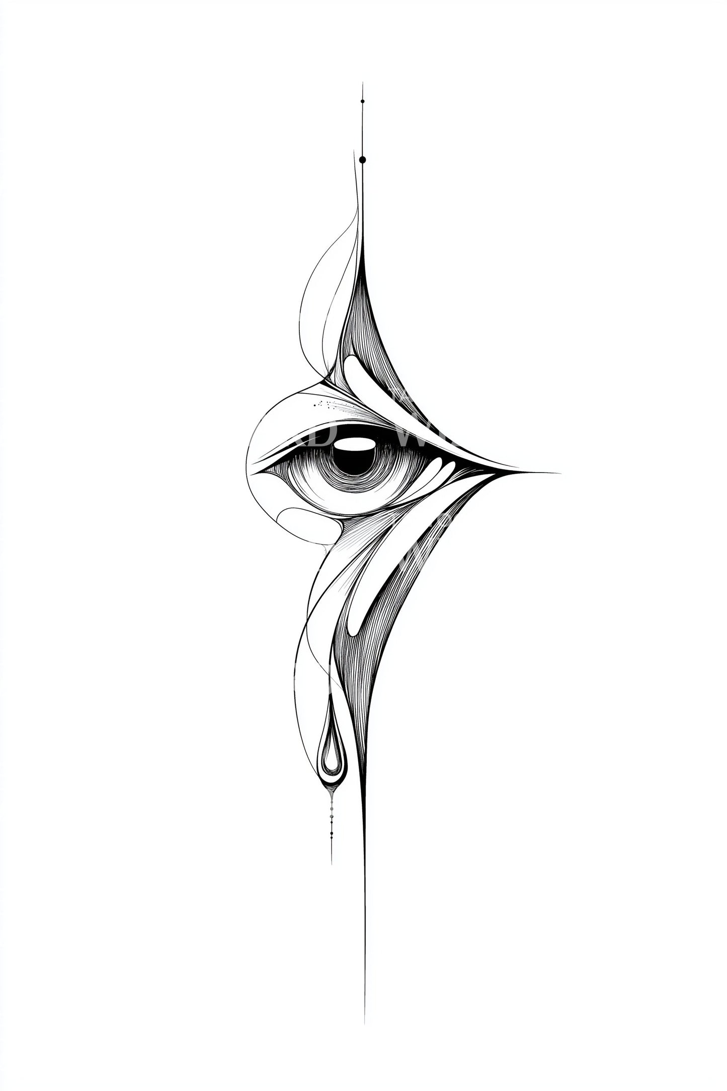 Böjd viskning öga tatuering design