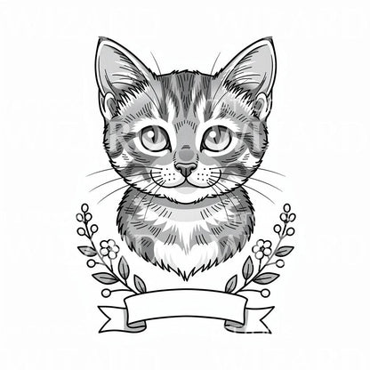 Sevimli Kedi Portresi Dövme Tasarımı