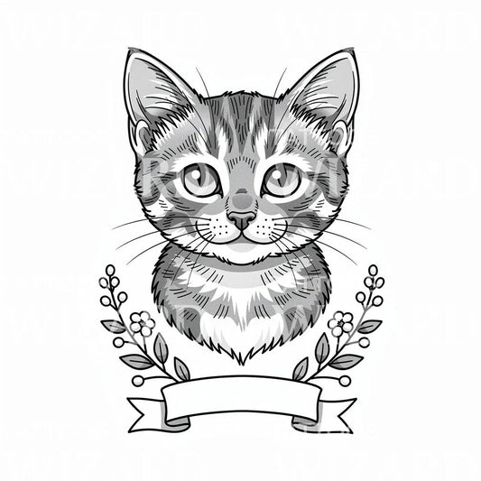 Tatouage portrait de chat adorable