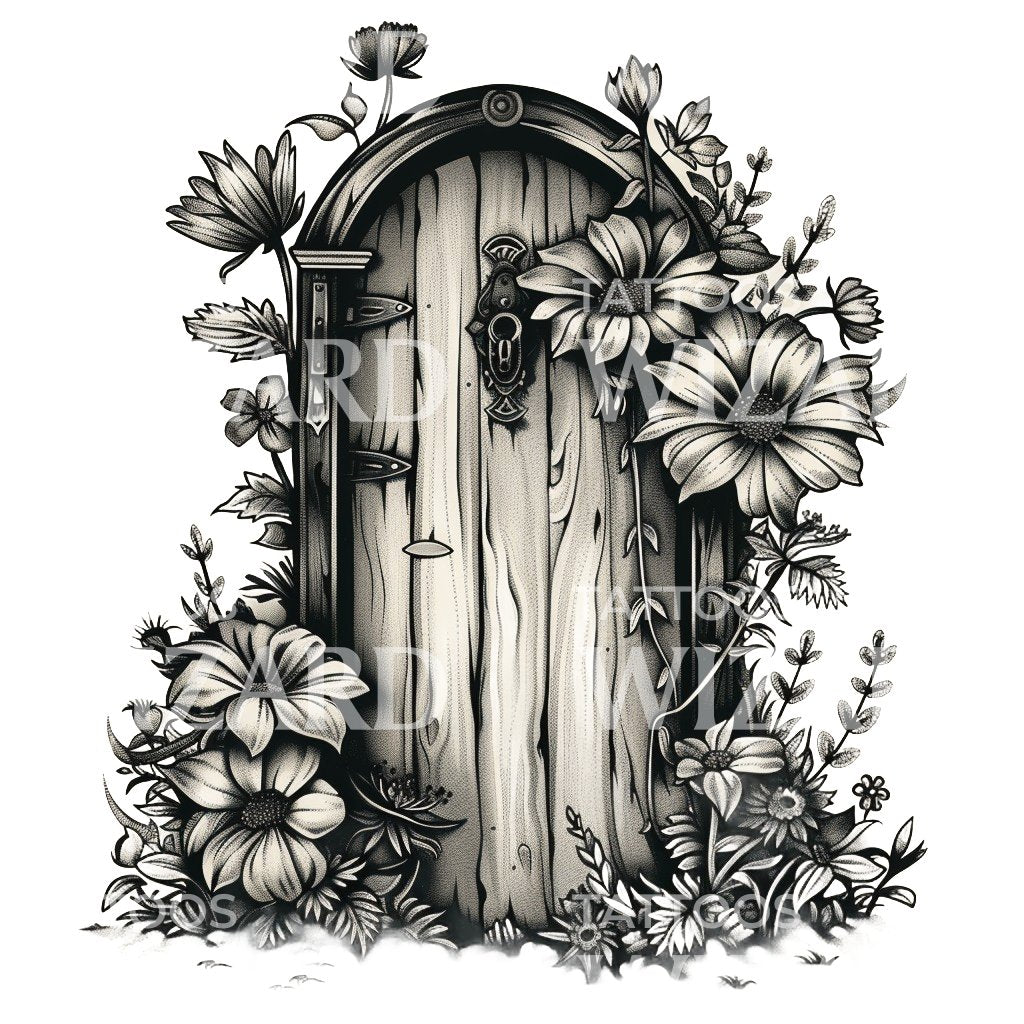 Cute Hobbit Door Tattoo Design