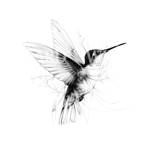 Cute Hummingbird Drawing Tattoo Design