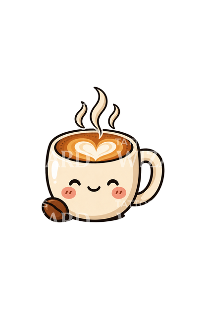 Roztomilý hrnek latte, ranní parťák, tetovací design
