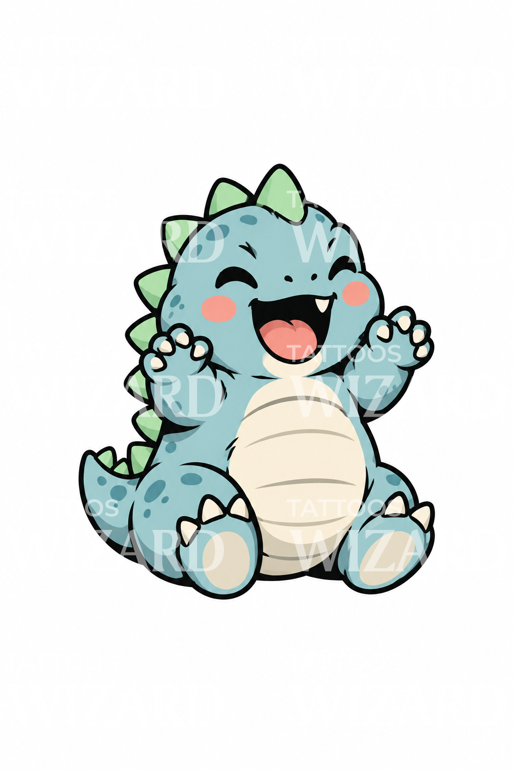 Roztomilý smějící se baby kaiju jako nápad na tetování