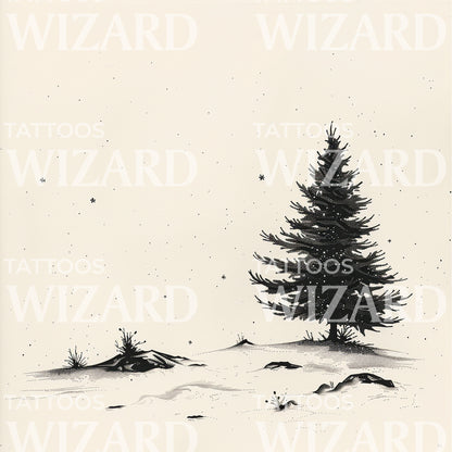 Cute Minimalist Winter Landscape Tattoo Design