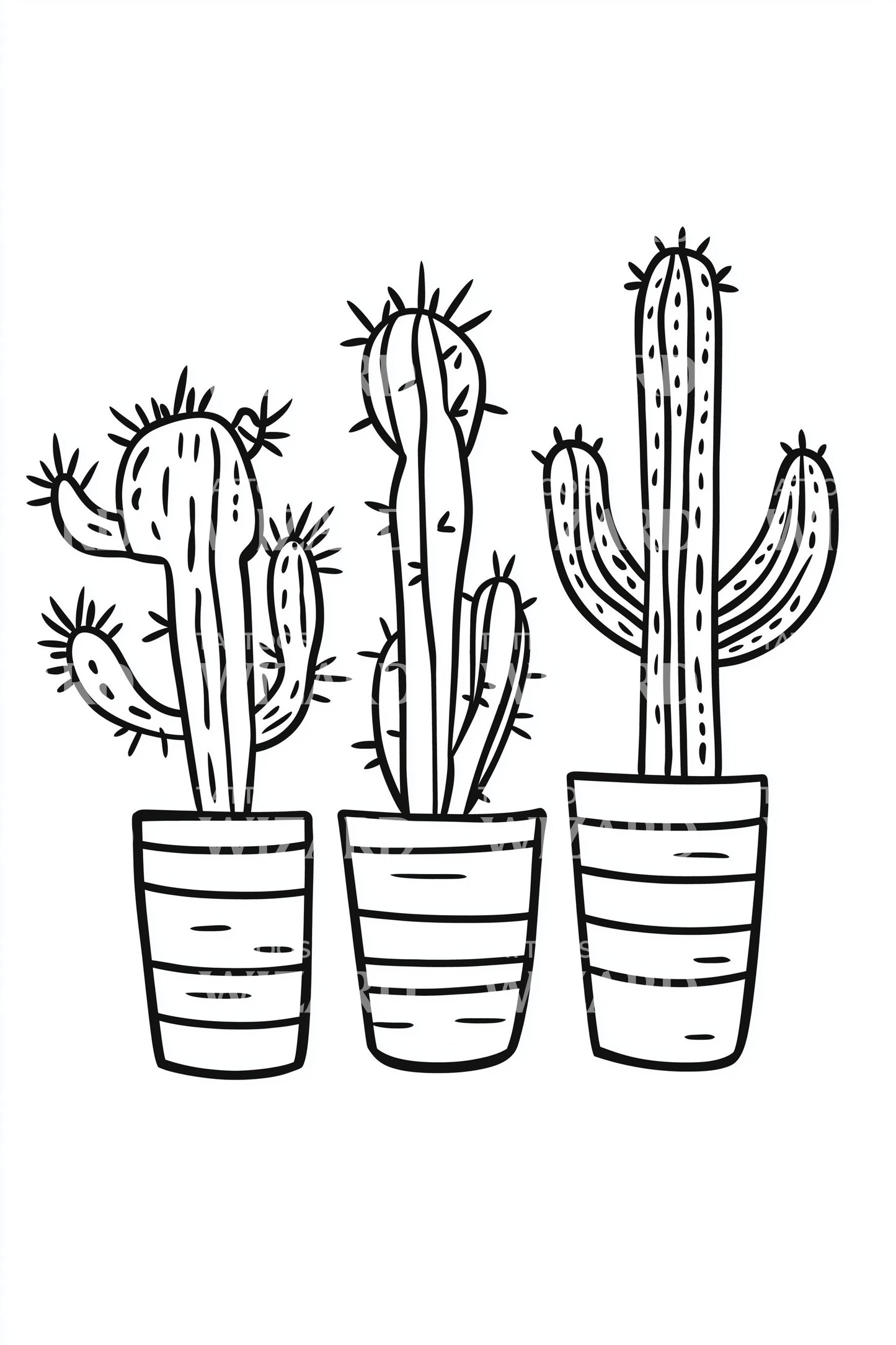 Cute Potted Cacti Tattoo Design