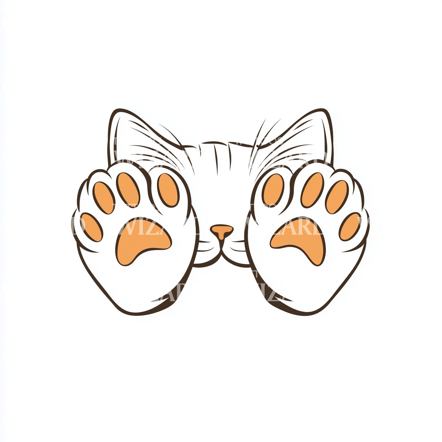 Cutest Cat Showing Paws Cartoon Tattoo Idea