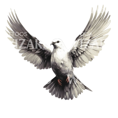 Watercolor Dove and Flowers Tattoo Design