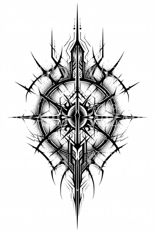 Cyber Sigil Blackwork Tattoo Design