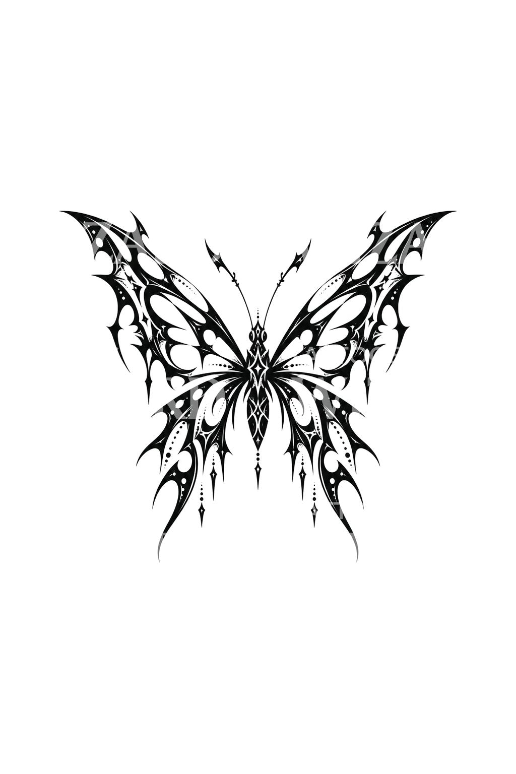 Τατουάζ πεταλούδας cybersigil σε blackwork