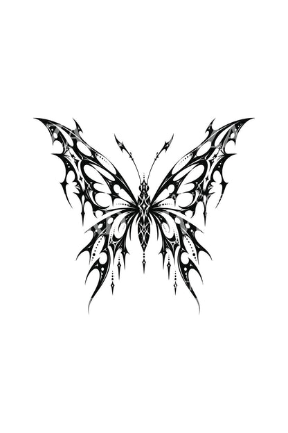 Τατουάζ πεταλούδας cybersigil σε blackwork