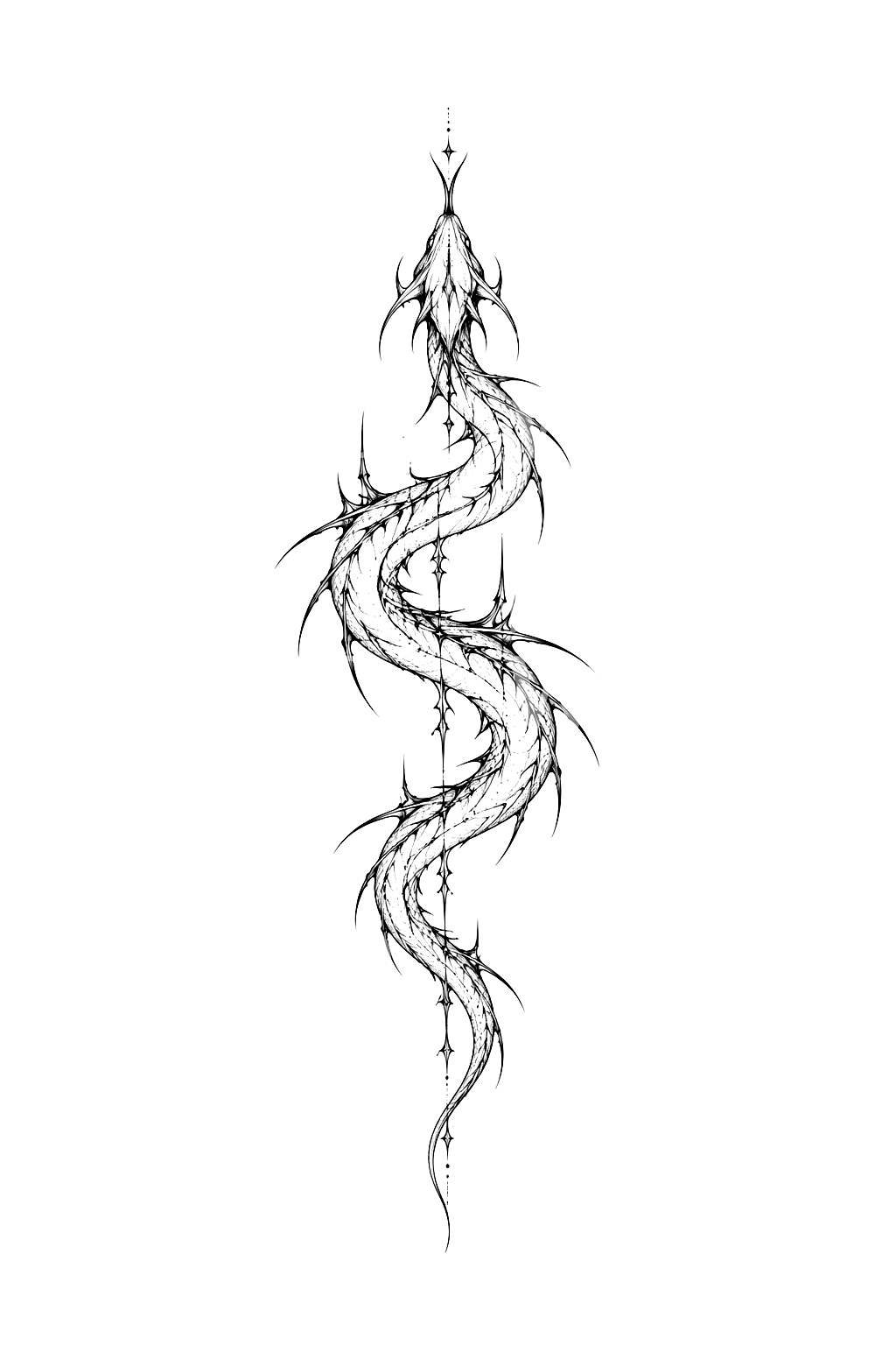 Cybersigilismus-Schlange mit Stacheln, Tattoo-Idee