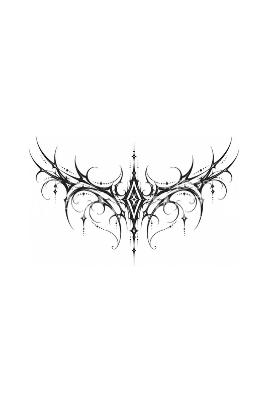 Disegno tatuaggio ali cybersigilistiche sul petto
