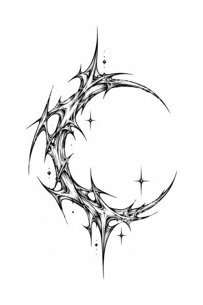 Cybersigilism Crescent Moon Sketch Tattoo