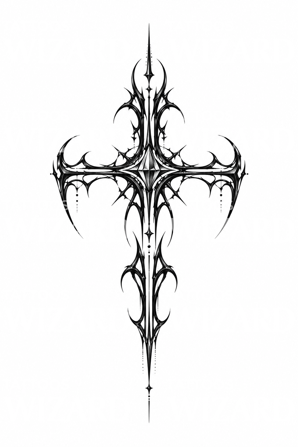 Cybersigilism Cross Tattoo Design
