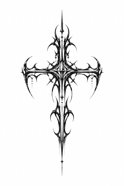 Cybersigilism Cross Tattoo Design