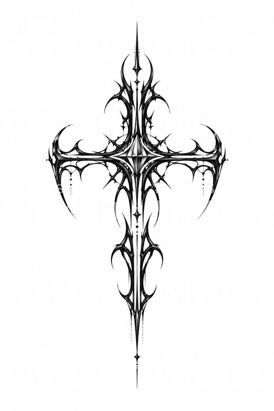 Design de tatouage croix cybersigiliste