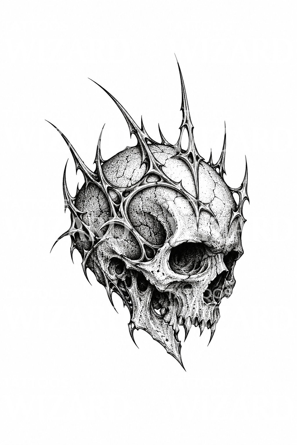 Tatuaggio del teschio coronato in cybersigilism