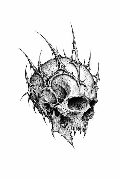 Tatuaggio del teschio coronato in cybersigilism