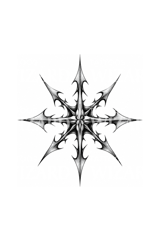Nyolcágú csillagos cybersigilism tetoválásdesign