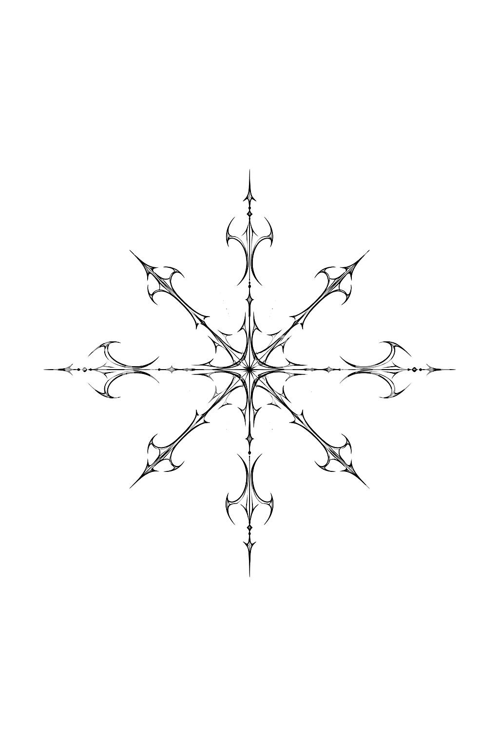 Cybersigilism Hooked Star Fine Line Tattoo