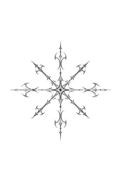 Cybersigilism Hooked Star Fine Line Tattoo