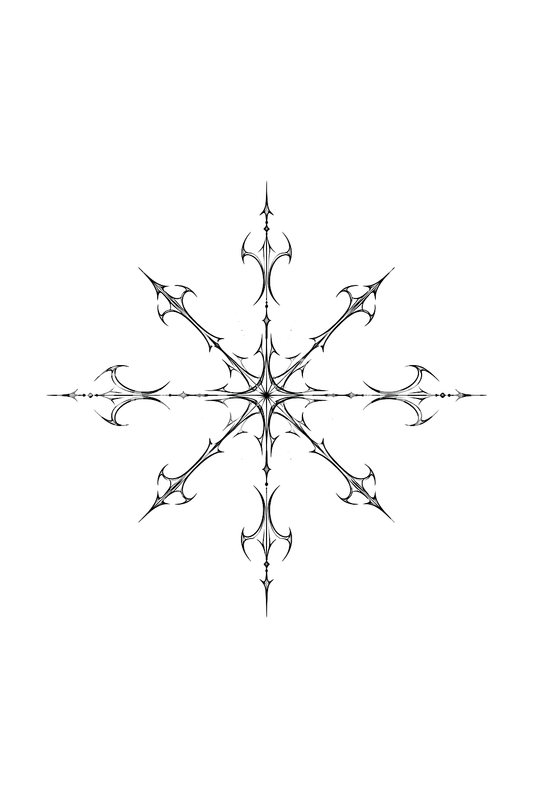 Cybersigilism Hooked Star Fine Line Tattoo