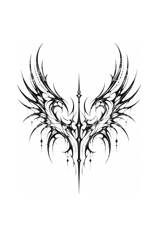 Design di tatuaggio ali ascendenti cybersigiliste