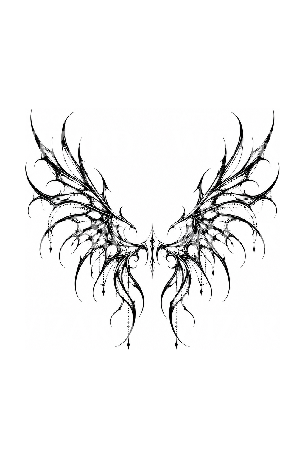 Cybersigilism Spiked Wings Tattoo