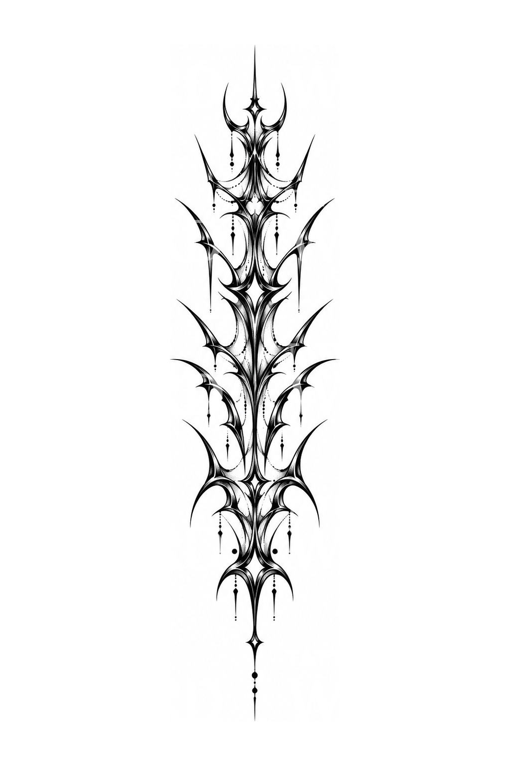 Tatouage blackwork de cybersigilisme pour le dos et la colonne