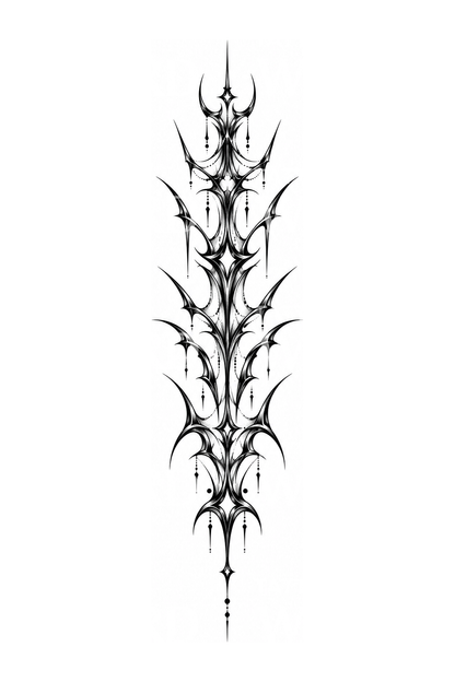 Tatouage blackwork de cybersigilisme pour le dos et la colonne