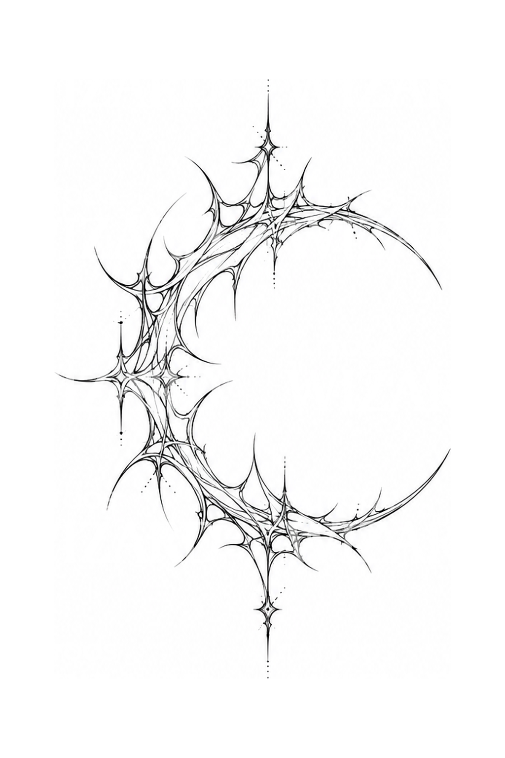 Cybersigilism-Dornenmond als Fine-Line-Tattoo