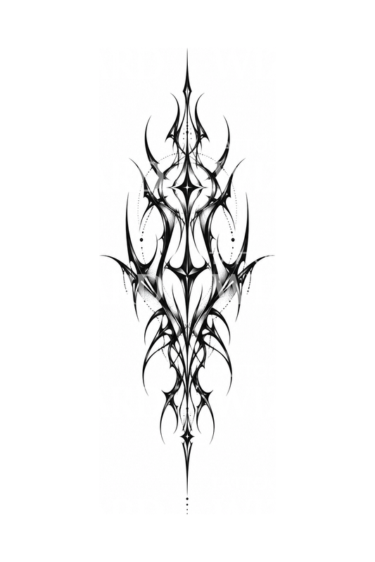 Tattoo Cybersigilism con spine per la colonna vertebrale