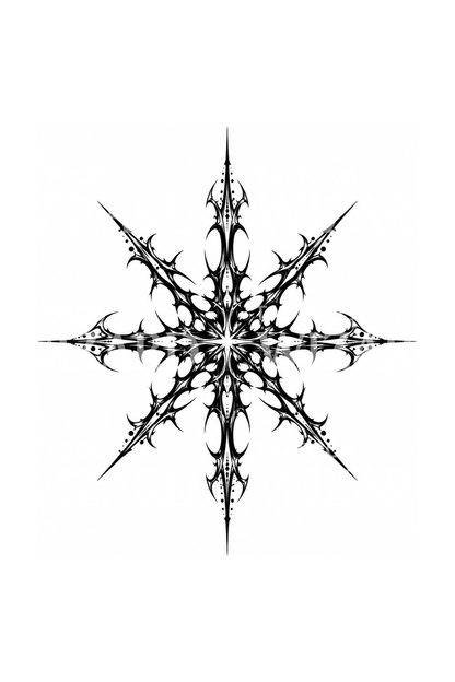 Tatouage blackwork d’étoile épineuse cybersigiliste