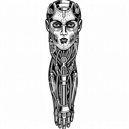 Cyborg Woman Arm Tattoo Design