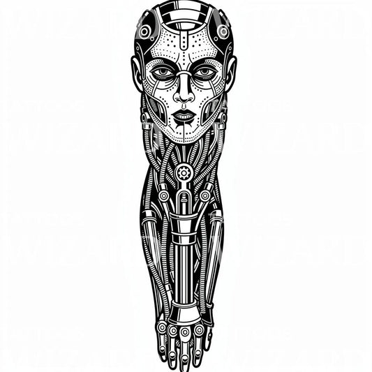 Cyborg Woman Arm Tattoo Design