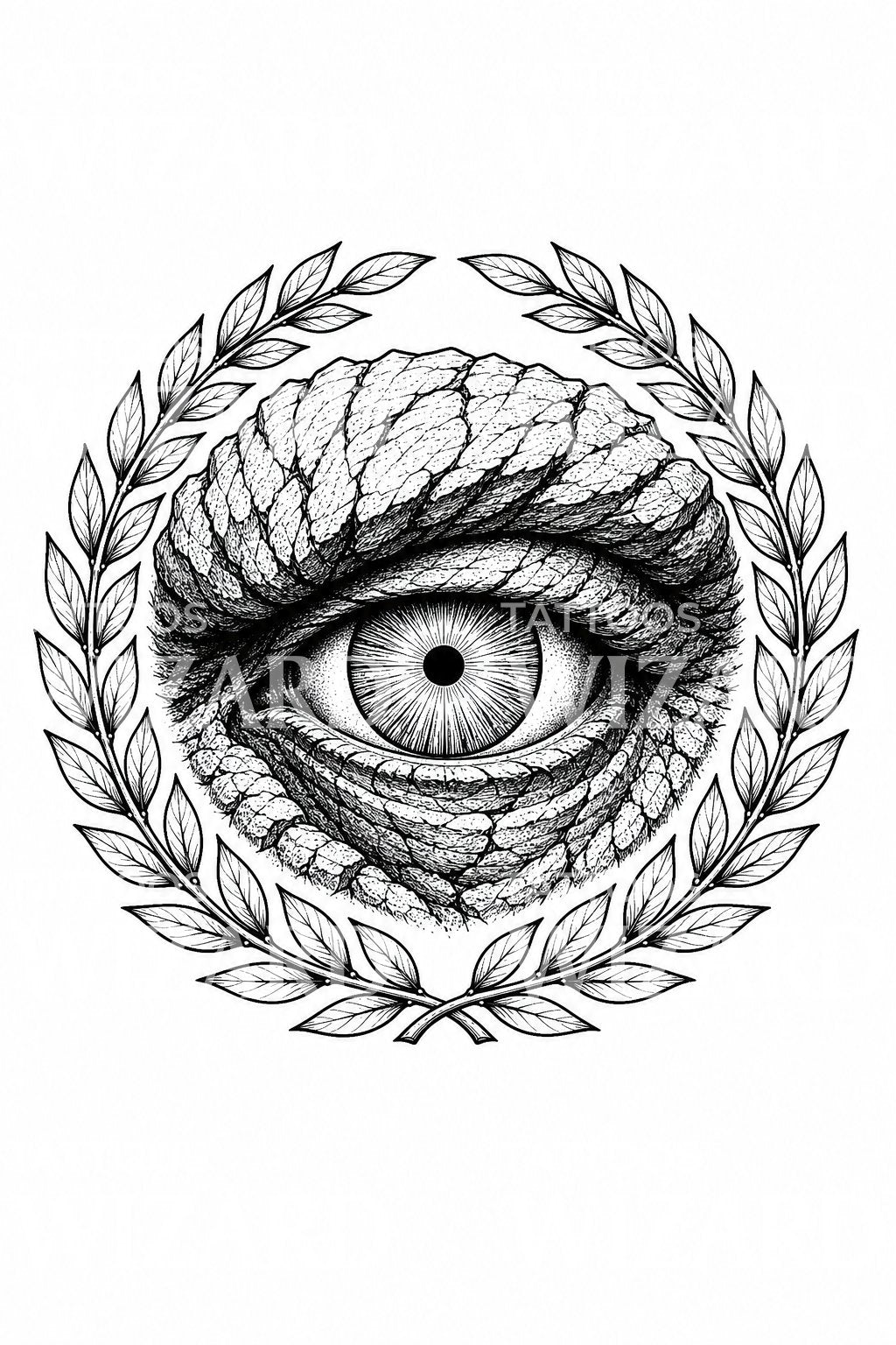 独眼巨人之眼月桂花环纹身设计