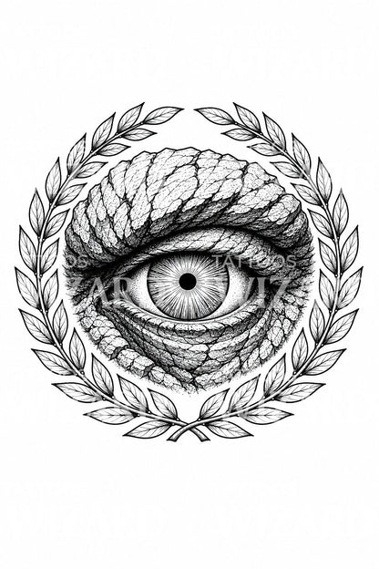 独眼巨人之眼月桂花环纹身设计