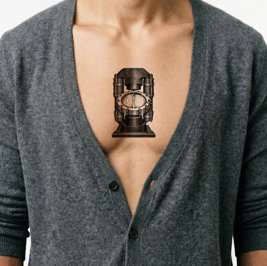 Cyclotron Magnet Cutaway Tattoo Design