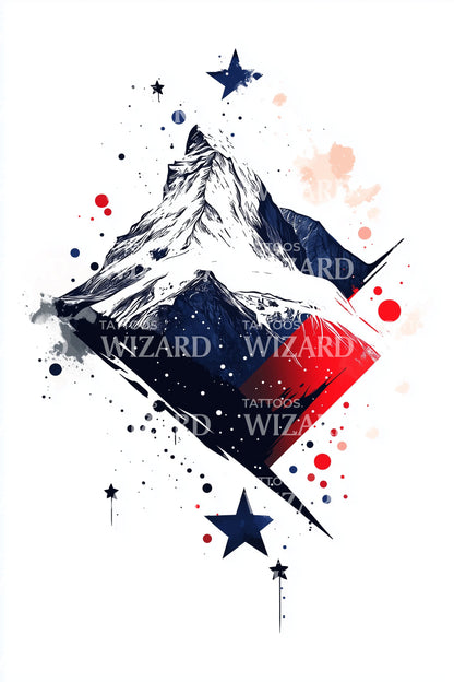 Czech Mountain Banner Tattoo Design