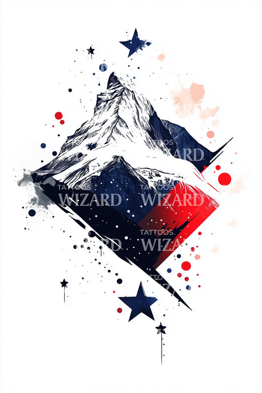 Czech Mountain Banner Tattoo Design