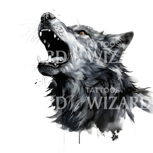 Howling Wolf Tattoo Design