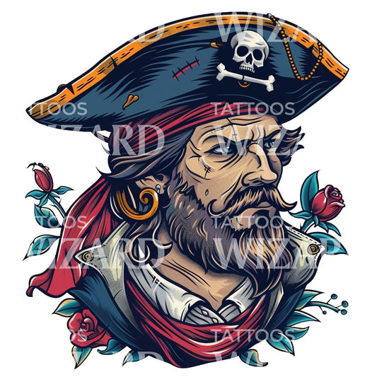Old School Piratenporträt Tattoo Design