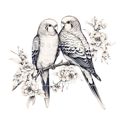 Cute Budgies Tattoo Design