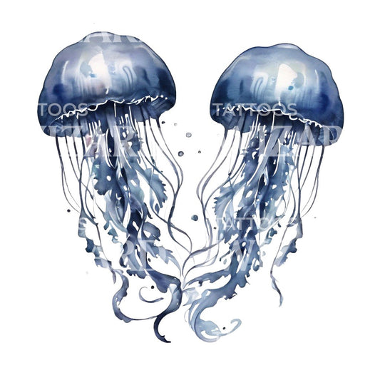Watercolor Jellyfish Tattoo Design