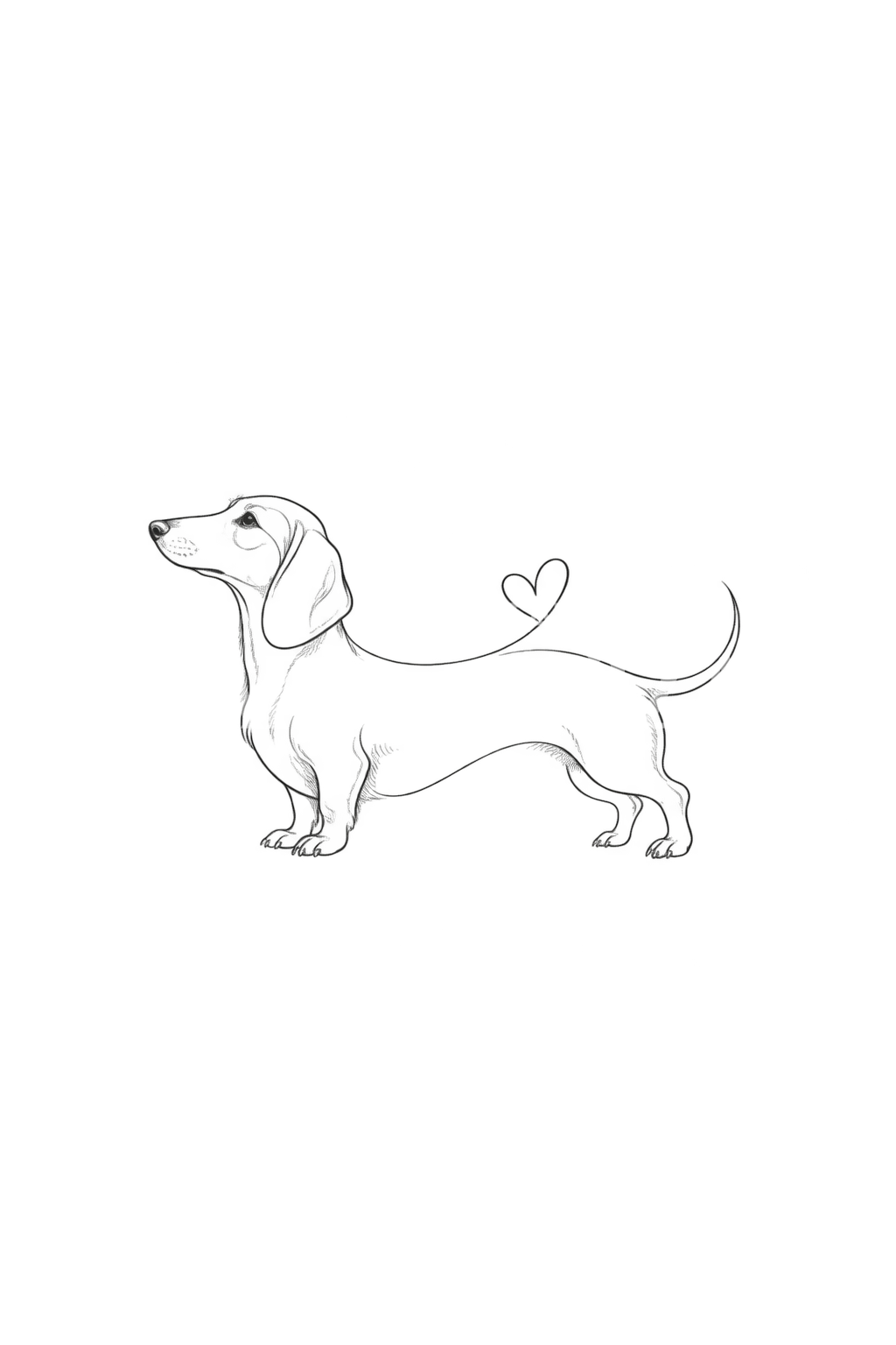 Dachshund One Line with Heart Tattoo